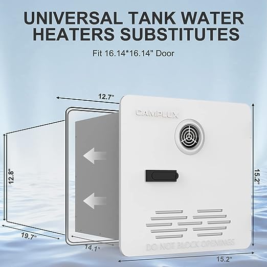 Camplux RS264-LP  2.64 GPM RV Tankless Water Heater, On Demand Liquid Propane Hot Water Heater with Door, White