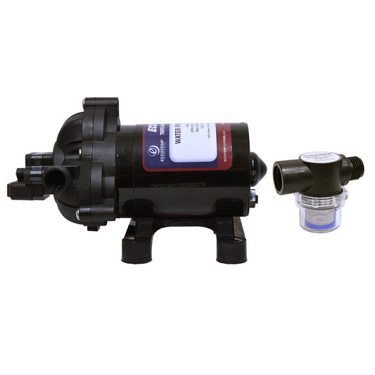 Open Box - EccoFlo ECP12V Triplex Diaphragm 12V Pump and Strainer with Free Extended Warranty