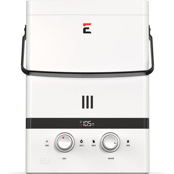 Bundle: Eccotemp EL5-PS-LP  Luxé Portable Outdoor Tankless Water Heater 1.5 GPM with / EccoFlo Diaphragm 12V Pump and Strainer