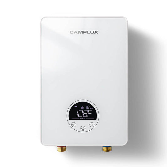 Camplux TE06PRO-EL  Indoor Electric Tankless Water Heater, On Demand Instant Hot Water Heater - White