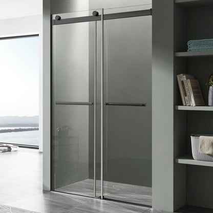 Anzzi SD-FRLS05801MBR  ANZZI ANZZI Series 48 in. x 76 in. Frameless Sliding Shower Door with Horizontal Handle in Matte Black