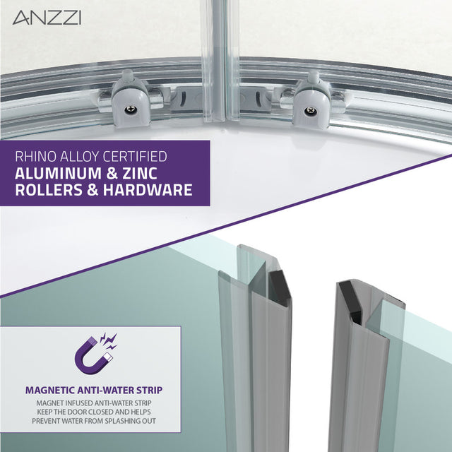 Anzzi SD-AZ050-01  ANZZI Mare 35 in. x 76 in. Framed Shower Enclosure with TSUNAMI GUARD