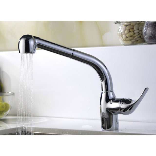Anzzi KF-AZ040 ANZZI Harbour Single Handle Solid Brass Pull Out Sprayer Kitchen Faucet in Polished Chrome