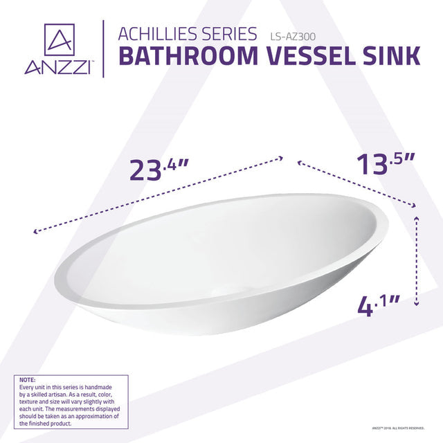 Anzzi LS-AZ300 ANZZI Achillies Solid Surface Vessel Sink in White
