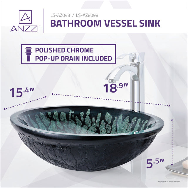 Anzzi LS-AZ8098  ANZZI Patuvendi Series Deco-Glass Vessel Sink in Lustrous Black