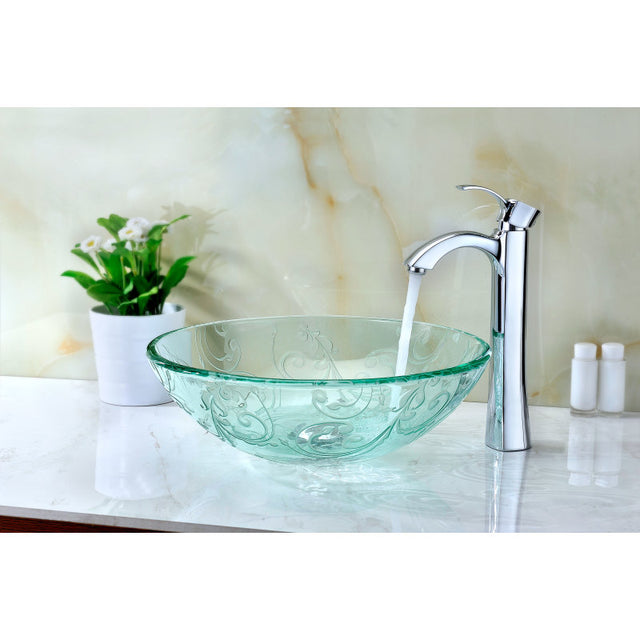 Anzzi S214  ANZZI Kolokiki Series Vessel Sink with Pop-Up Drain in Crystal Clear Floral