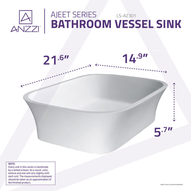 Anzzi LS-AZ301  ANZZI Ajeet Solid Surface Vessel Sink in White