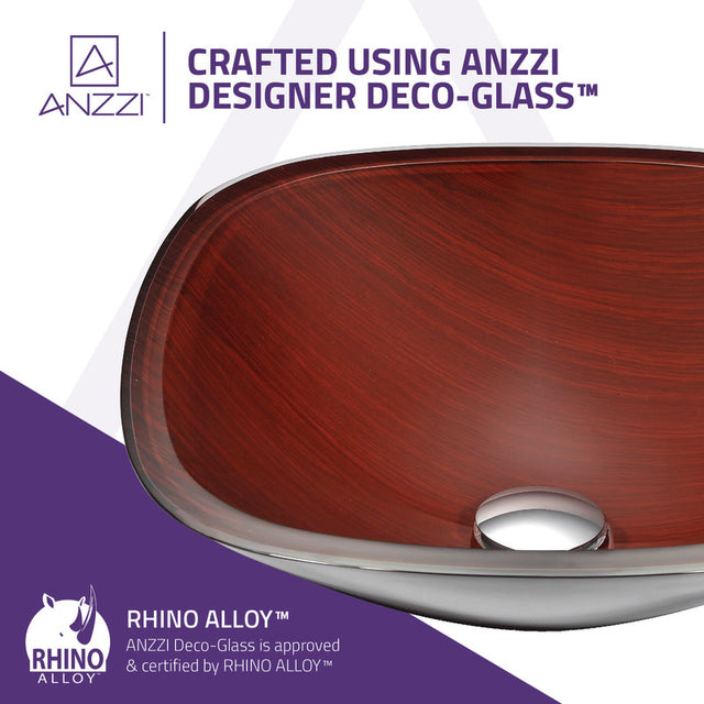 Anzzi LS-AZ8114   ANZZI Vonu Series Deco-Glass Vessel Sink in Rich Timber