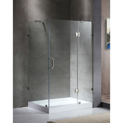 Anzzi SDAZ03-01B-022L  ANZZI Archon 46 in. x 72 in. Framed Hinged Shower Door in Brushed Nickel with Port 36 x 48 in. Shower Base in White