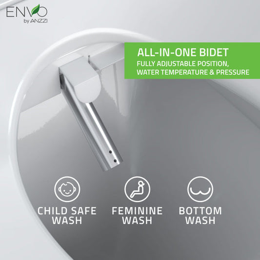 Anzzi Envo  TL-AZEB105B Dive Smart Electric Bidet Toilet Seat with Remote Control, Heated Seat, Air Purifier, and Deodorizer