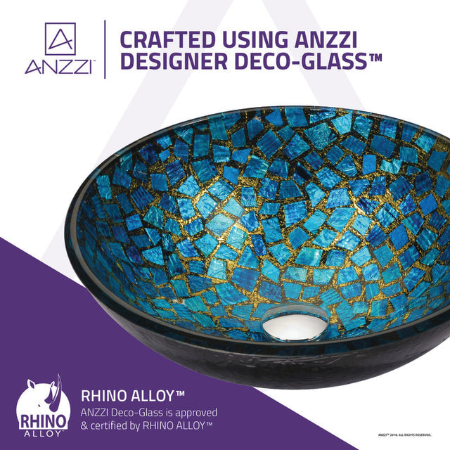 Anzzi LS-AZ198  ANZZI Mosaic Series Vessel Sink in Blue/Gold Mosaic