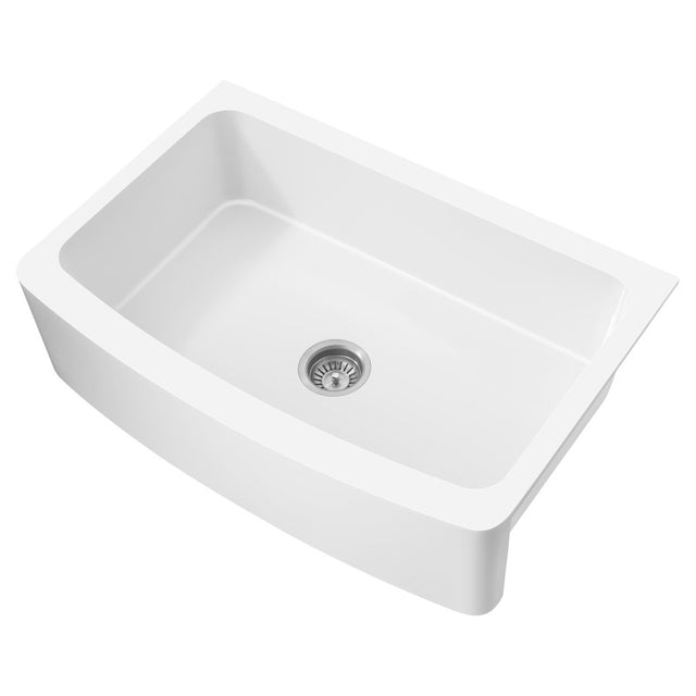 Anzzi K-AZ272-A1  ANZZI Mesa Series Farmhouse Solid Surface 33 in. 0-Hole Single Bowl Kitchen Sink with 1 Strainer