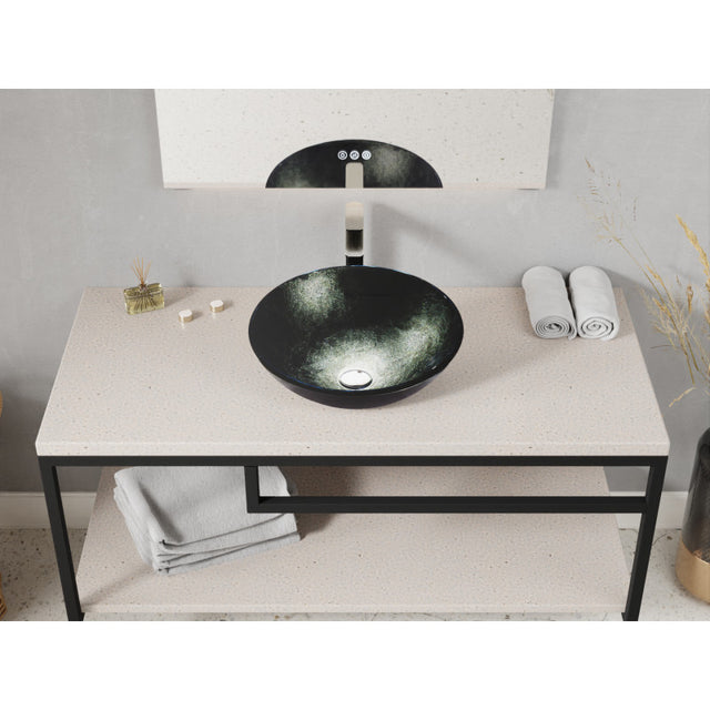 Anzzi LS-AZ903  ANZZI Amalfi Round Glass Vessel Bathroom Sink