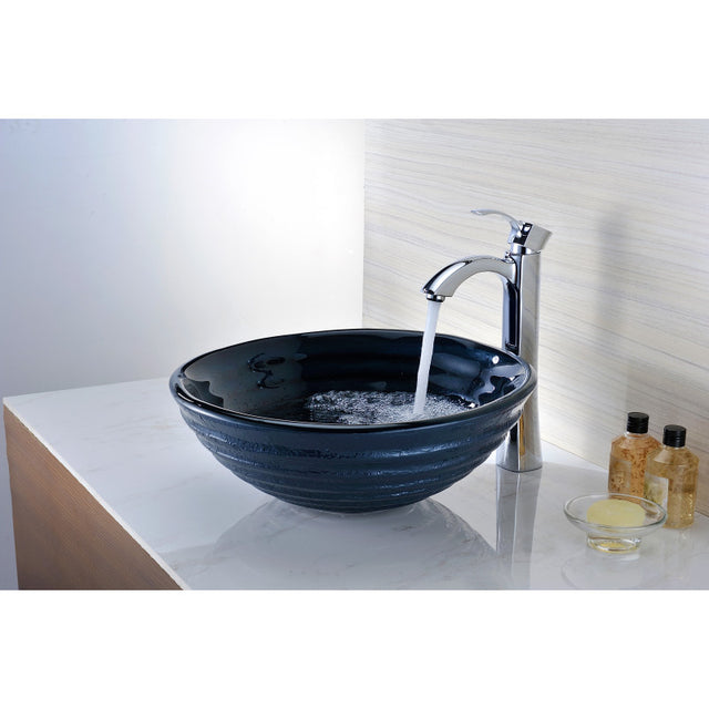Anzzi LS-AZ8097  ANZZI Rongomae Series Deco-Glass Vessel Sink in Coiled Blue