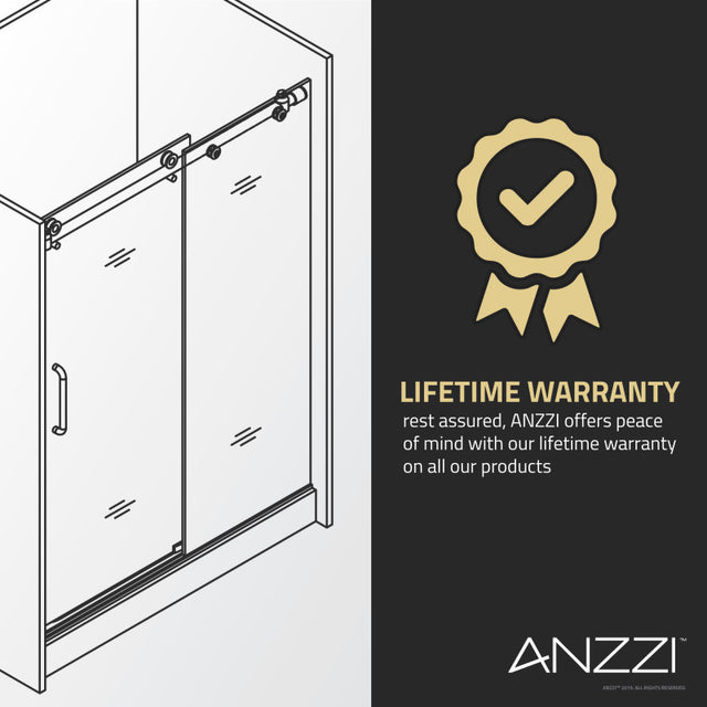 Anzzi SD-AZ8077-02   ANZZI Leon Series 60 in. by 76 in. Frameless Sliding Shower Door with Handle