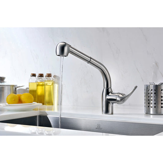 Anzzi KF-AZ095BN  Harbour Single-Handle Pull-Out Sprayer Kitchen Faucet in Brushed Nickel