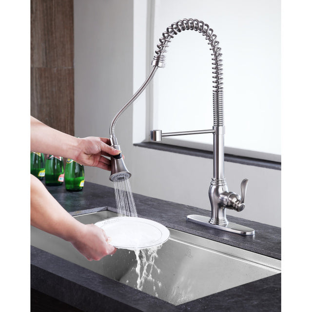 Anzzi KF-AZ209  Bastion Single Handle Standard Kitchen Faucet in Brushed Nickel