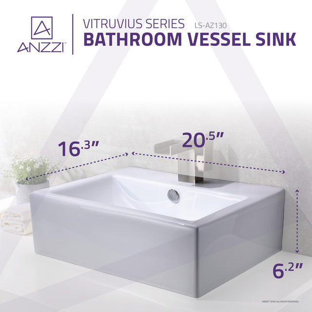 Anzzi LS-AZ197  ANZZI Vitruvius Series Ceramic Vessel Sink in White