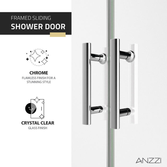 Anzzi SD-AZ15-01   ANZZI ANZZI Enchant 70-in. x 60.4-in. Framed Sliding Shower Door