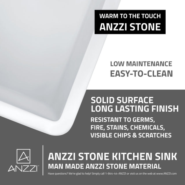 Anzzi K-AZ222-1A  ANZZI Roine Farmhouse Reversible Glossy Solid Surface 24 in. Single Basin Kitchen Sinkor