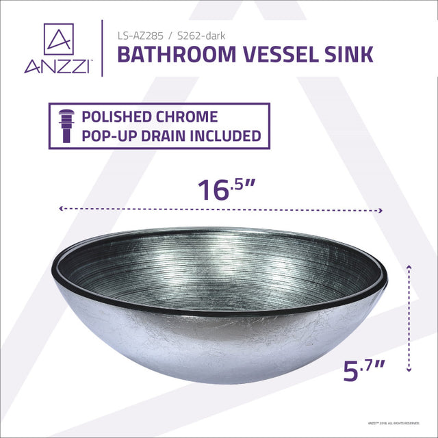 Anzzi S262-dark  ANZZI Gardena Series Deco-Glass Vessel Sink in Brushed Silver