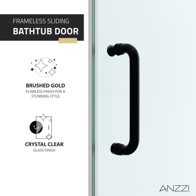 Anzzi SD-AZ17-01   ANZZI Series 60 in. x 62 in. Frameless Sliding Tub Door in Matte Black