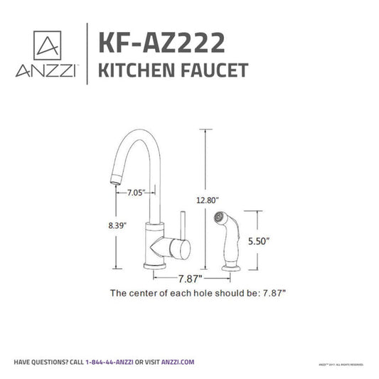 Anzzi KF-AZ222ORB  Farnese Single-Handle Standard Kitchen Faucet with Side Sprayer