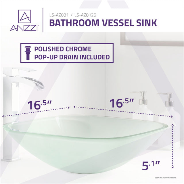 Anzzi LS-AZ081  ANZZI Vista Series Deco-Glass Vessel Sink in Lustrous Frosted Finish