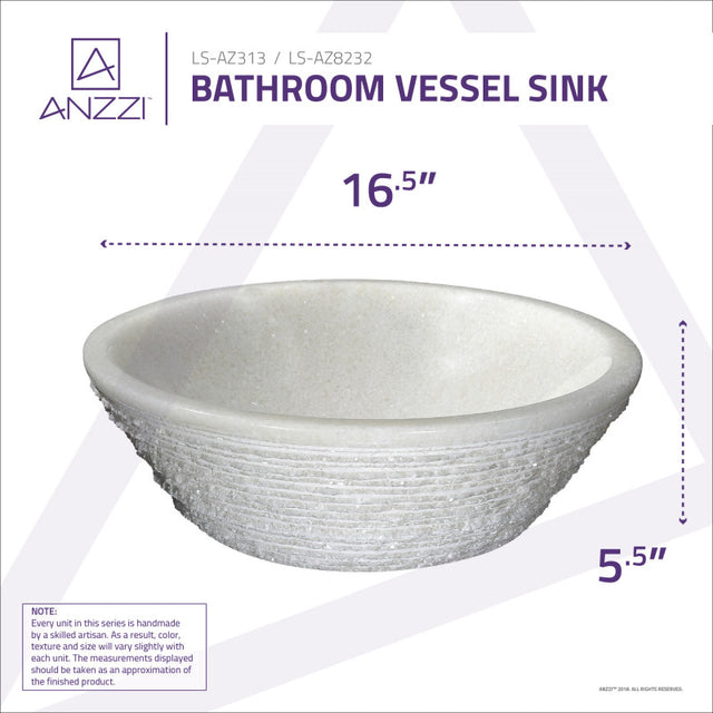 Anzzi LS-AZ8232  ANZZI Nora Natural Stone Vessel Sink in White Marble