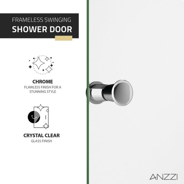 Anzzi SD-AZ14-01    ANZZI ANZZI Romance 72-in. x 33.5-in. Frameless Swinging Shower Door