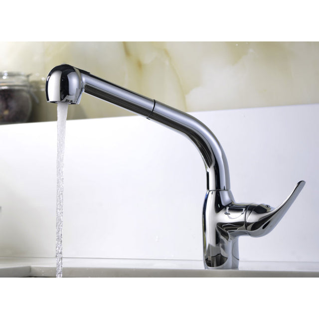 Anzzi KF-AZ040 ANZZI Harbour Single Handle Solid Brass Pull Out Sprayer Kitchen Faucet in Polished Chrome