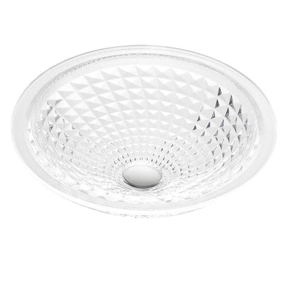 Anzzi LS-AZ904  ANZZI Diamante Round Clear Glass Vessel Bathroom Sink with Faceted Pattern