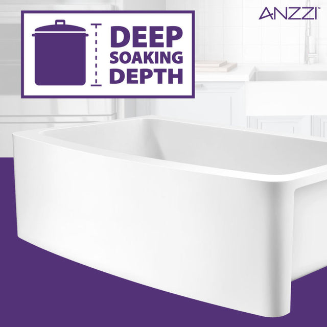 Anzzi K-AZ273-A1  ANZZI Prisma Series Farmhouse Solid Surface 36 in. 0-Hole Single Bowl Kitchen Sink with 1 Strainer