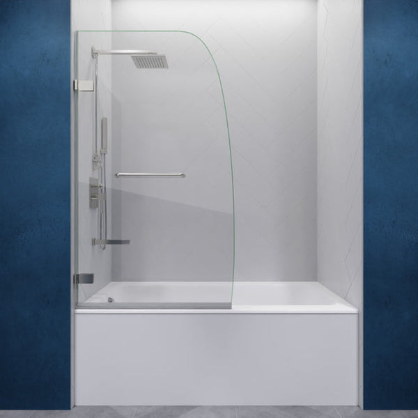 Anzzi SD-AZ10-01  Grand Series 31.5 in. by 56 in. Frameless Hinged Tub Door in Brushed Nickel
