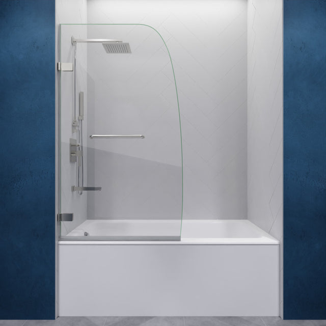 Anzzi SD-AZ10-01  Grand Series 31.5 in. by 56 in. Frameless Hinged Tub Door in Brushed Nickel