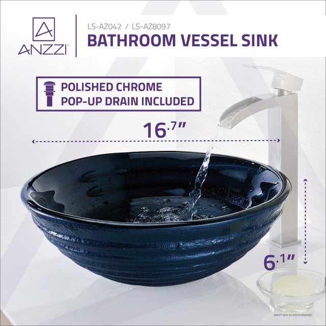 Anzzi LS-AZ042  ANZZI Tempo Series Deco-Glass Vessel Sink in Coiled Blue