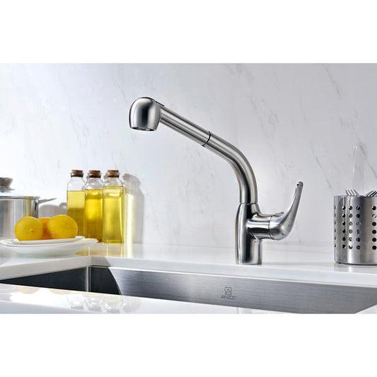 Anzzi KF-AZ095BN  Harbour Single-Handle Pull-Out Sprayer Kitchen Faucet in Brushed Nickel