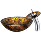 Anzzi LS-AZ8102  ANZZI Toa Series Deco-Glass Vessel Sink in Kindled Amber with Matching Chrome Waterfall Faucet