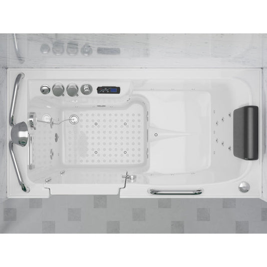 Anzzi 2753FLWL Left Drain FULLY LOADED Walk-in Bathtub with Air Jets and Whirlpool Massage Jets Hot Tub | Quick Fill Waterfall Tub Filler with 6 Setting Handheld Shower Sprayer | Including Aromatherapy, LED Lights, V-Shaped Back Jets, and Auto Drain