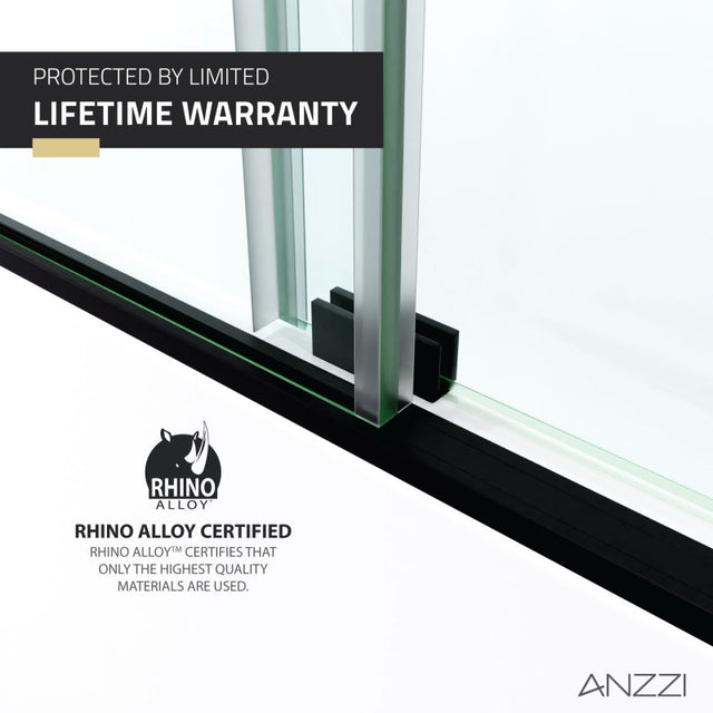 Anzzi SD-AZ17-01   ANZZI Series 60 in. x 62 in. Frameless Sliding Tub Door in Matte Black