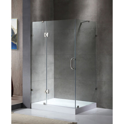Anzzi SDAZ03-01C-022L  ANZZI Archon 46 in. x 72 in. Framed Hinged Shower Door in Chrome with Port 36 x 48 in. Shower Base in White