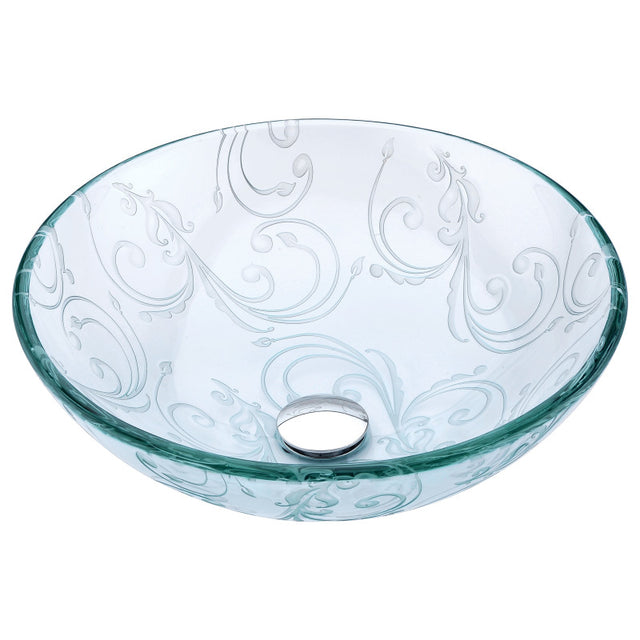 Anzzi S214  ANZZI Kolokiki Series Vessel Sink with Pop-Up Drain in Crystal Clear Floral