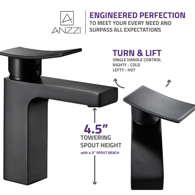 Anzzi L-AZ117BN  Promenade Single Hole Single Handle Bathroom Faucet