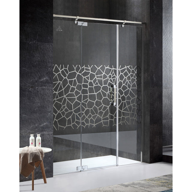 Anzzi SD-AZ30CH-L  ANZZI Grove Series Left Side 63 in. x 78.74 in. Semi-Frameless Hinged Shower Door in Chrome with Handle
