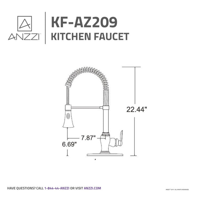 Anzzi KF-AZ209  Bastion Single Handle Standard Kitchen Faucet in Brushed Nickel
