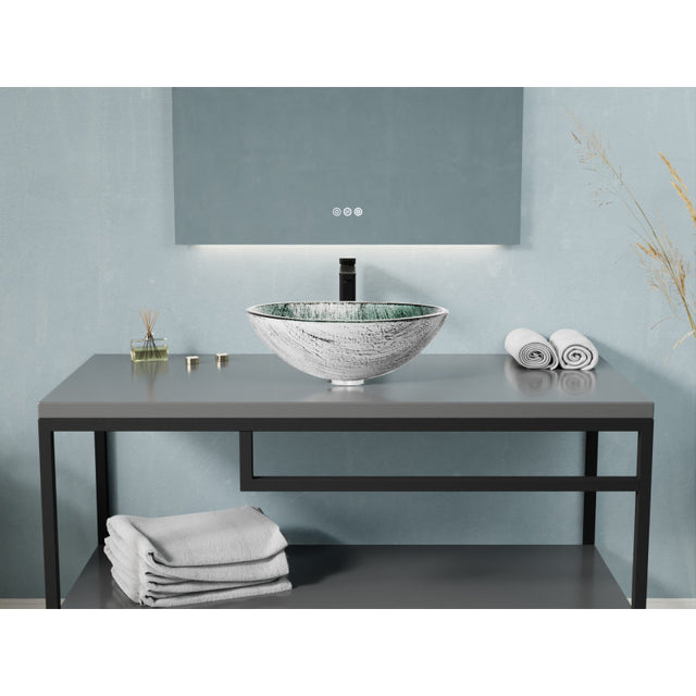 Anzzi LS-AZ903  ANZZI Amalfi Round Glass Vessel Bathroom Sink