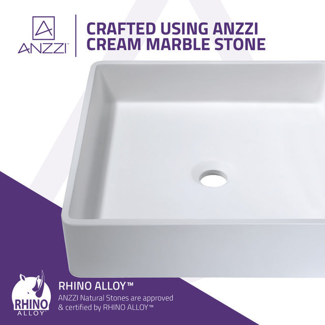 Anzzi LS-AZ8239  ANZZI Matimbi 1-Piece Solid Surface Vessel Sink with Pop Up Drain in Matte White